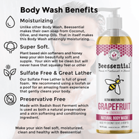 Grapefruit Body Wash with Lemongrass - Energizing & Refreshing - Beessential