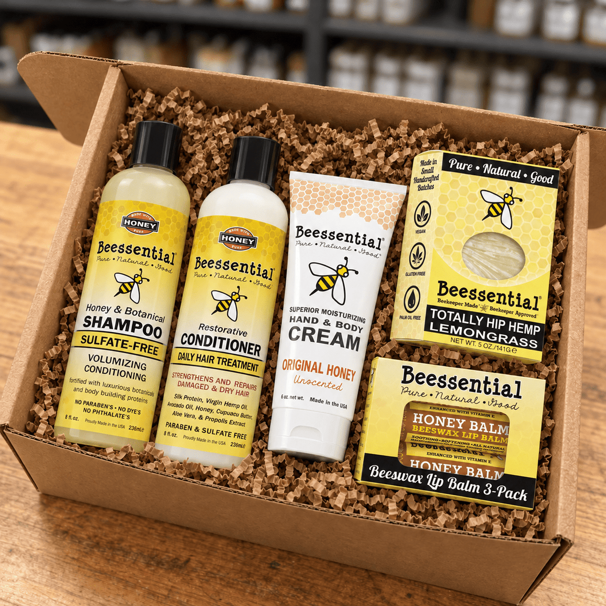 Natural Shower Gift Box — Choose Your Hair, Body & Lip Care - Beessential