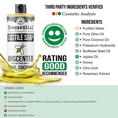 Fragrance-Free Castile Liquid Soap made with olive, coconut, sunflower, and jojoba oils