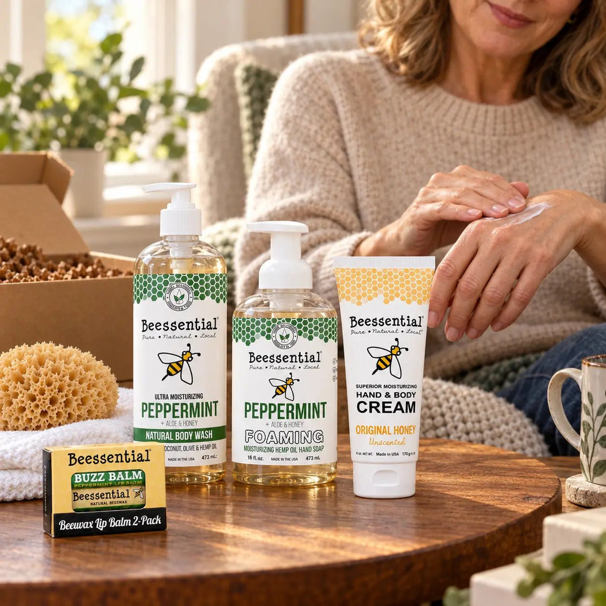 Peppermint Refresh Buzz Box – Holiday Bath & Body Gift Set - Beessential