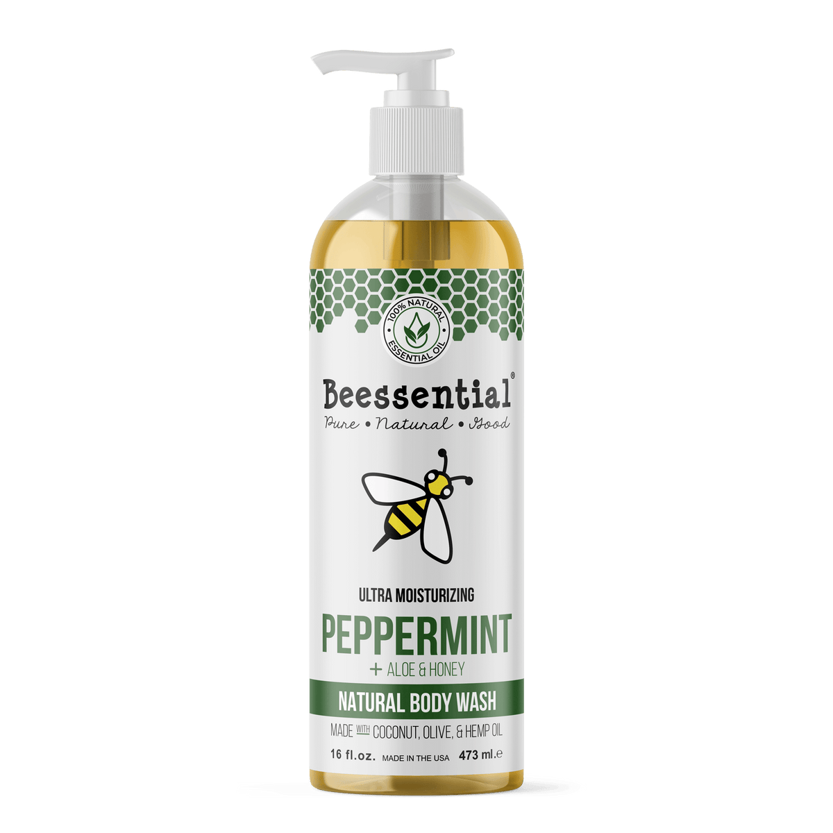 Peppermint Body Wash with All Natural Essential Oils - Beessential